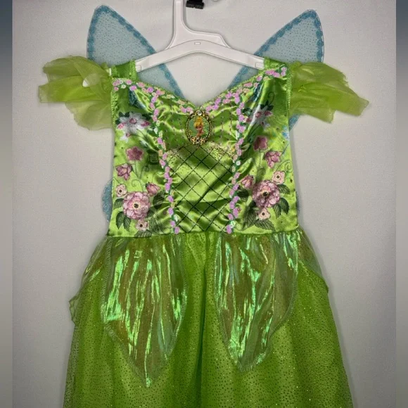 ❤️3/$30 Disney Tinker Bell Green Fairy Costume Dress with Wings - Child XS(4/5) - Picture 2 of 10
